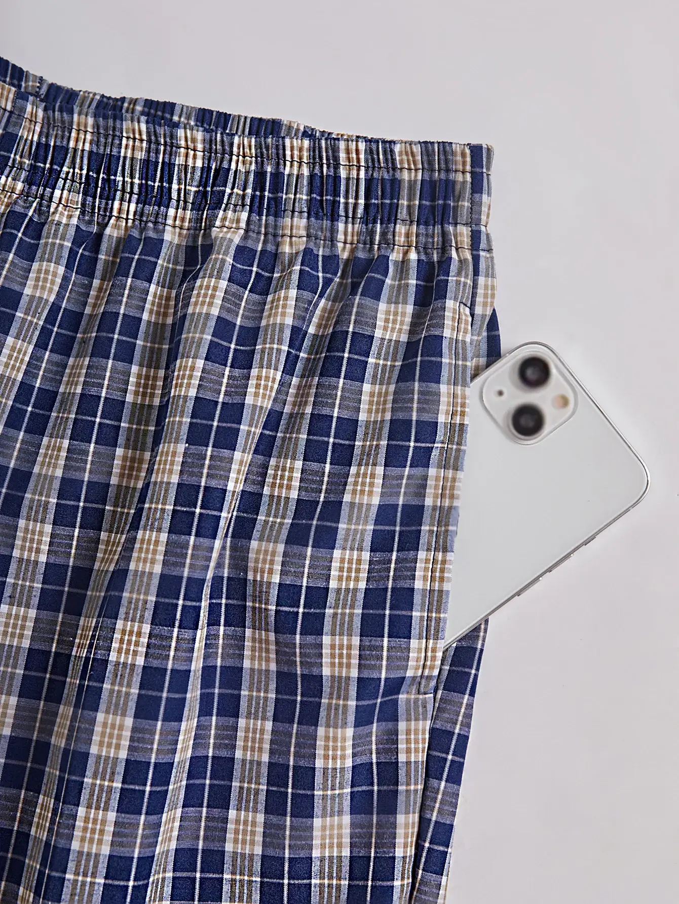 Men's Long Beach Flat Corner Pants Casual Checkered Elastic Waistband Comfortable Home Casual Sleeping Youth Boxing Pants Mens — image 3