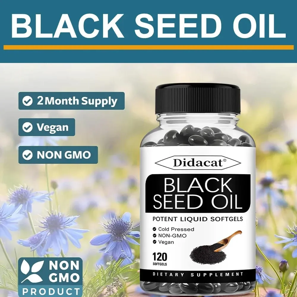 Vegan Black Seed Oil Capsules - Supports Immune Joint Digestive Hair Skin Health - Non-GMO Gluten Free Supplement — image 5