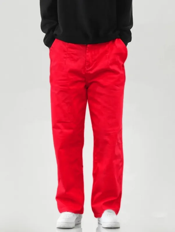 Men's Stretch Waist Pants Basic and Versatile Design Business Classic Style Red Loose Straight Pants — image 3