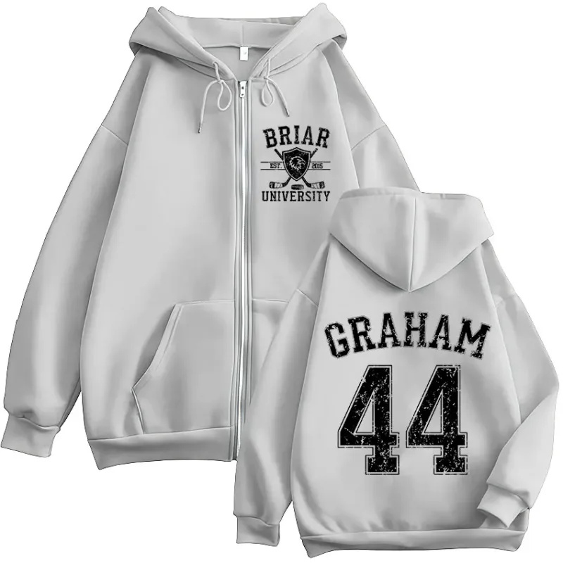 Off Campus Garrett Graham 44 Briar University Hockey Zipper Hoodies Men's Women Casual Fashion Zip Up Hooded Sweatshirts Coats — image 7