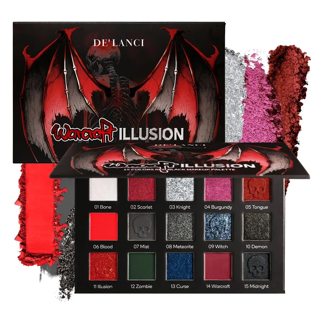 15 Colors Eyeshadow Palette Matte Shimmer Glitter Red Black Goth Eye Shadow Pallet for Halloween Lasting Eye Makeup — image 1
