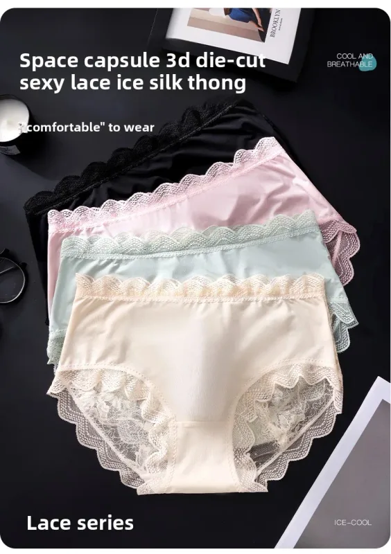 Men Sexy Luxury Ice Silk Briefs Scalloped Floral Lace Splicing 3D Contour Pouch Ultra Thin High Elastic Nightwear Underwear — image 9