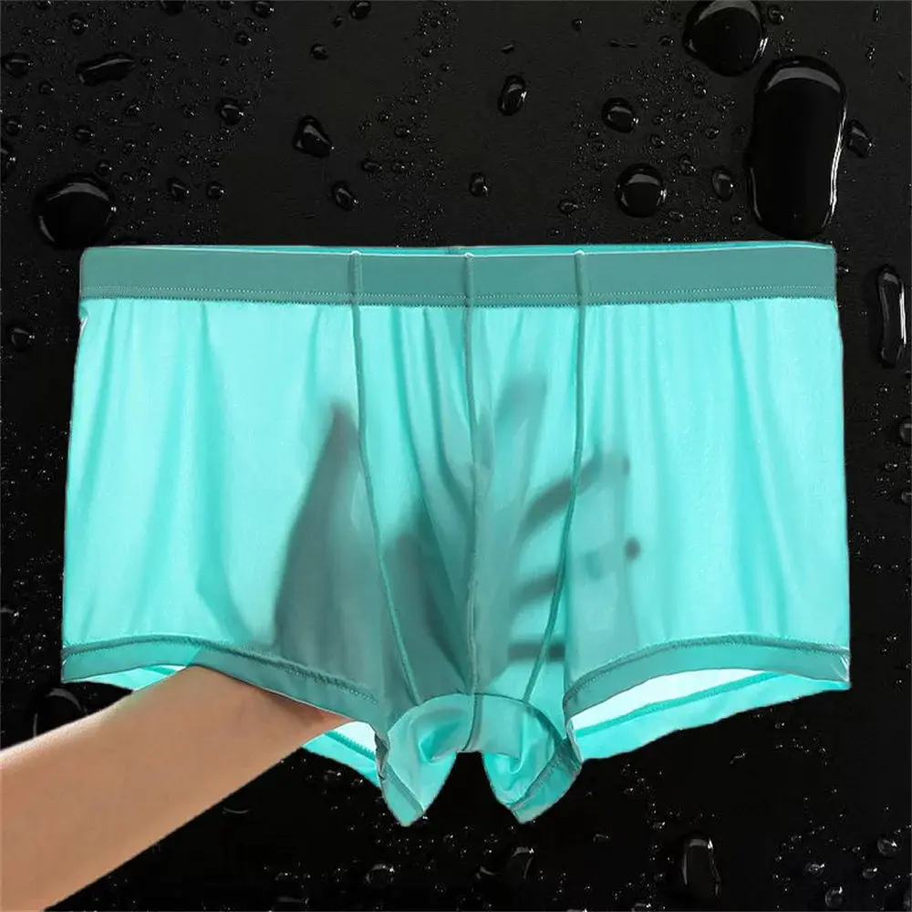 Transparente Boxer Männer Eis Seide Schnell Trocknend Männliche Badehose Sommer Nahtlose Unterwäsche Ultra-dünne Plus Größe Shorts