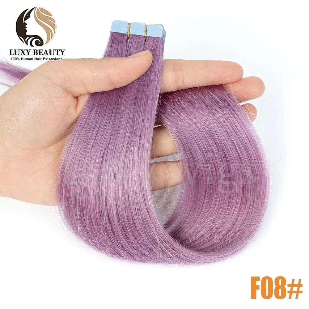 Colored Pink Mini Tape in Human Hair Extensions Invisible Seamless Tape in Hair 10pcs Pink Red Green Purple Blue Mini Tape Hair — image 12