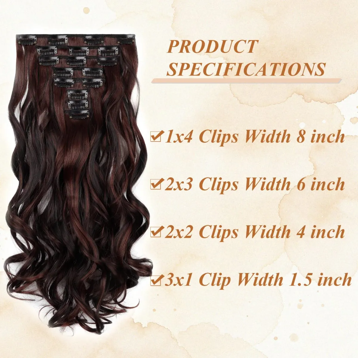Clip In Hair Extension Curly 24 Inch 8 Pieces Hair Extensions for Women Daily Wear Work & Casual Styling Synthetic Hair Pieces — image 4
