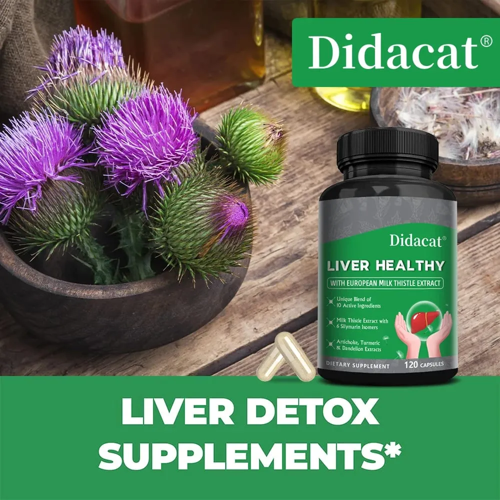 Natural Artichoke + Milk Thistle Extract - A Cleansing Detoxifying Supplement for Liver Health Immune Support and Skin Health