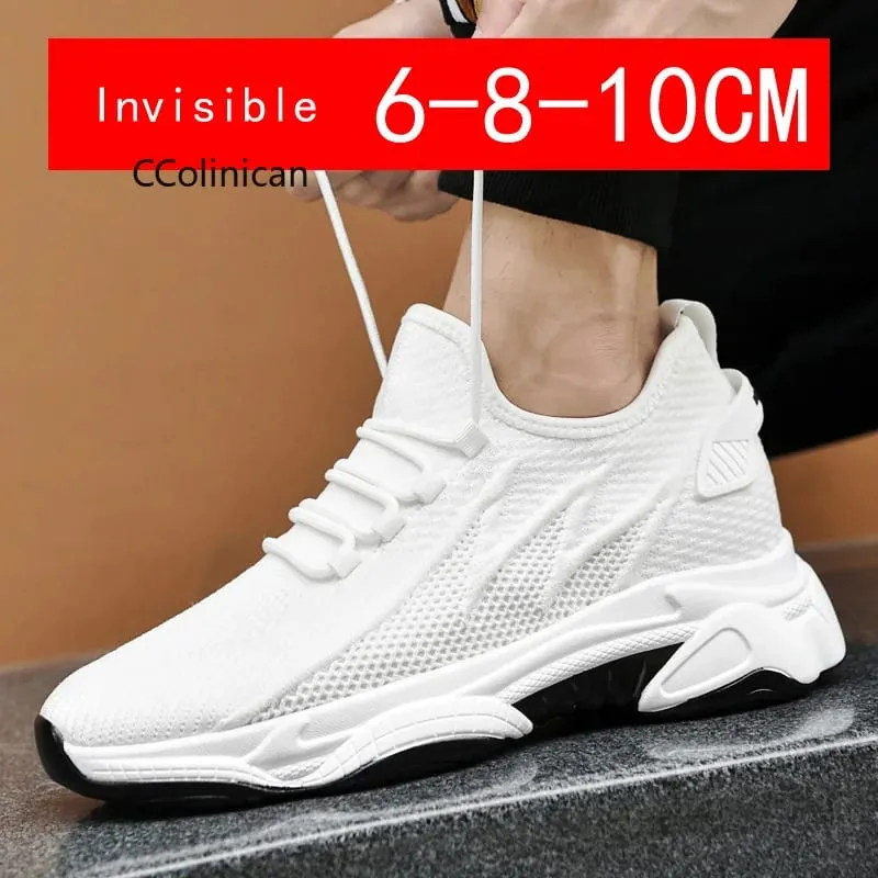 Men's Invisible Height Increasing Casual Shoes 10cm Elevator Breathable Mesh Upper Walking Shoes with Soft Bottom — image 2