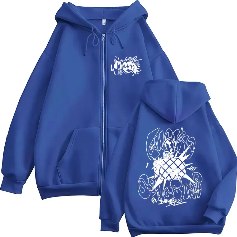 Anime Jojo Bizarre Adventure Guīdo Mista Zipper Hoodies Men's Women Zip Up Hooded Sweatshirts Fashion Jackets Coats Streetwear — image 5