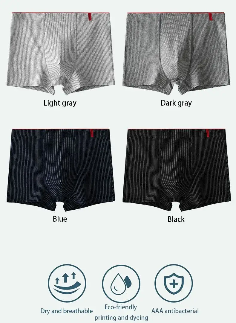4Pcs Plus Size 6XL Men's Underwear 95% Cotton Boxer Soft Breathable Skin Friendly Individually Packed Fashionable — image 5
