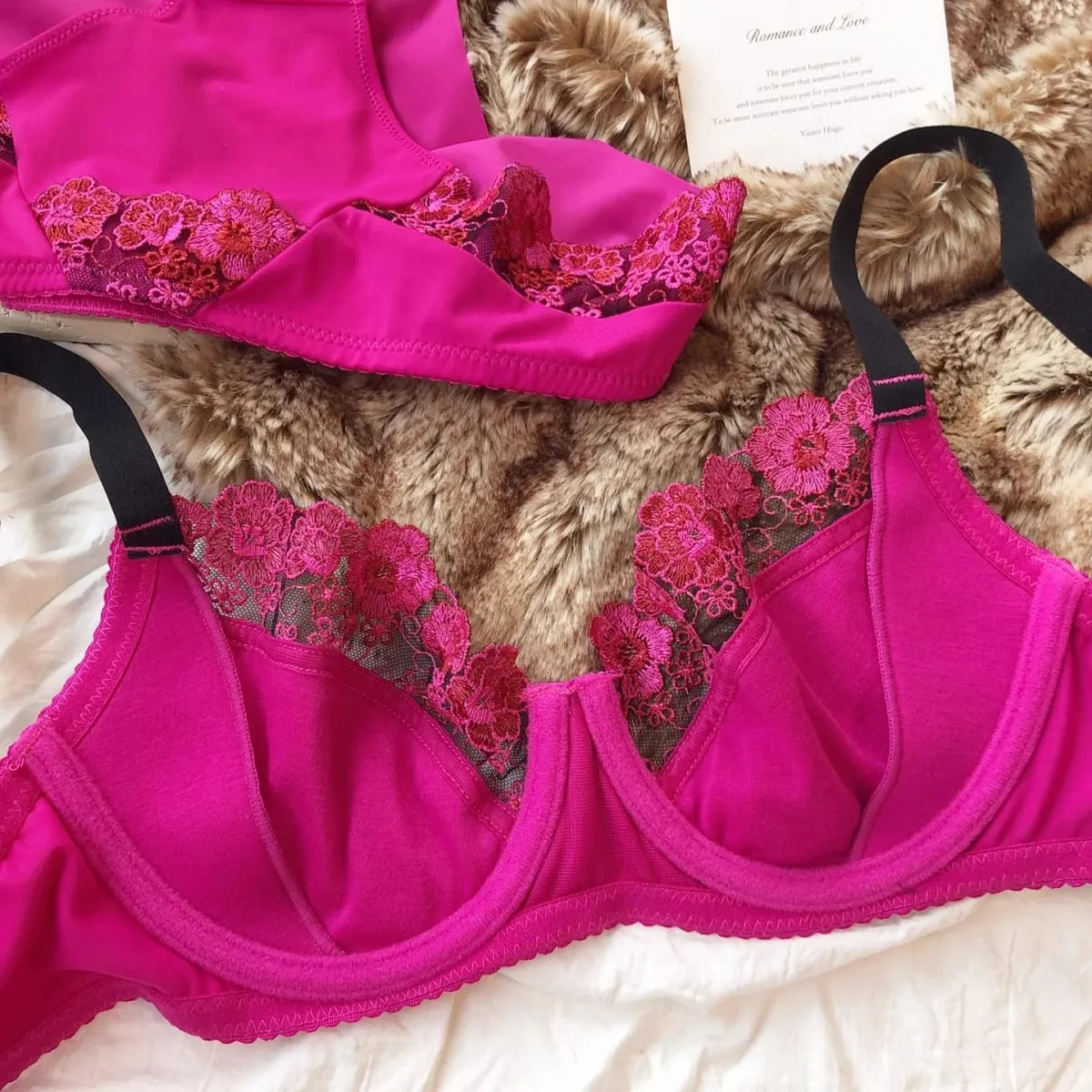 75-95 BCDEFG Summer New thin Floral Embroidery Push Up Women Sexy Underwear Sets Bra And Panty Lingerie Intimates — image 4