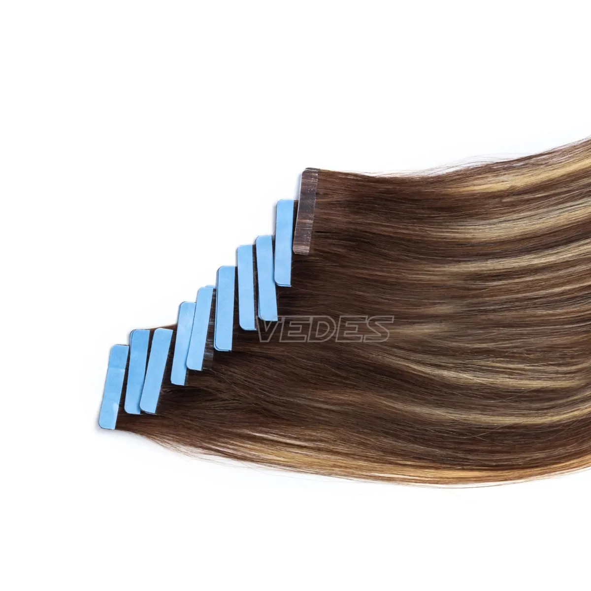 20Pcs 16" 20" Gradient Color Tape in Hair Extensions Human Hair Seamless Tape Hair Extensions 4x0.8cm Skin Weft PU Tape On Hair