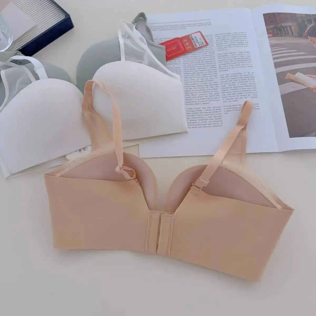 Sexy Seamless Front Button Beauty Back Push Up Lingerie Small Breast Gethering No Steel Ring Soft Comfortable Bra — image 4