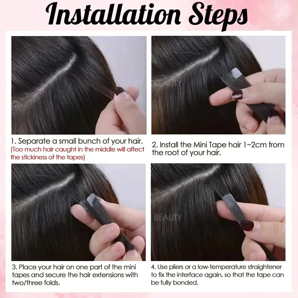 Highlights Brown Mini Tape in Human Hair Extensions Natural Black Blonde Double Side Invisible Seamless Mini Tape in Hair 10pcs — image 7