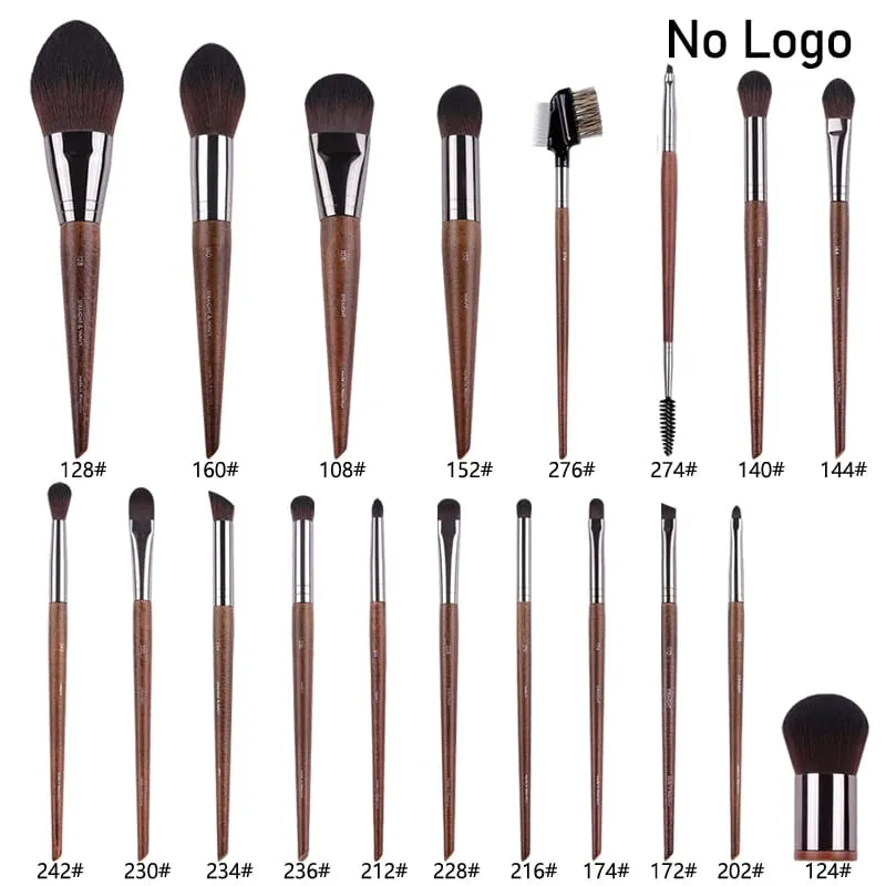 Pennelli per trucco occhi in legno naturale set completo Ombretto Pro Crease Kit per trucco sfumino evidenziatore sopracciglio Pennello per ciglia labbra pratico — image 27