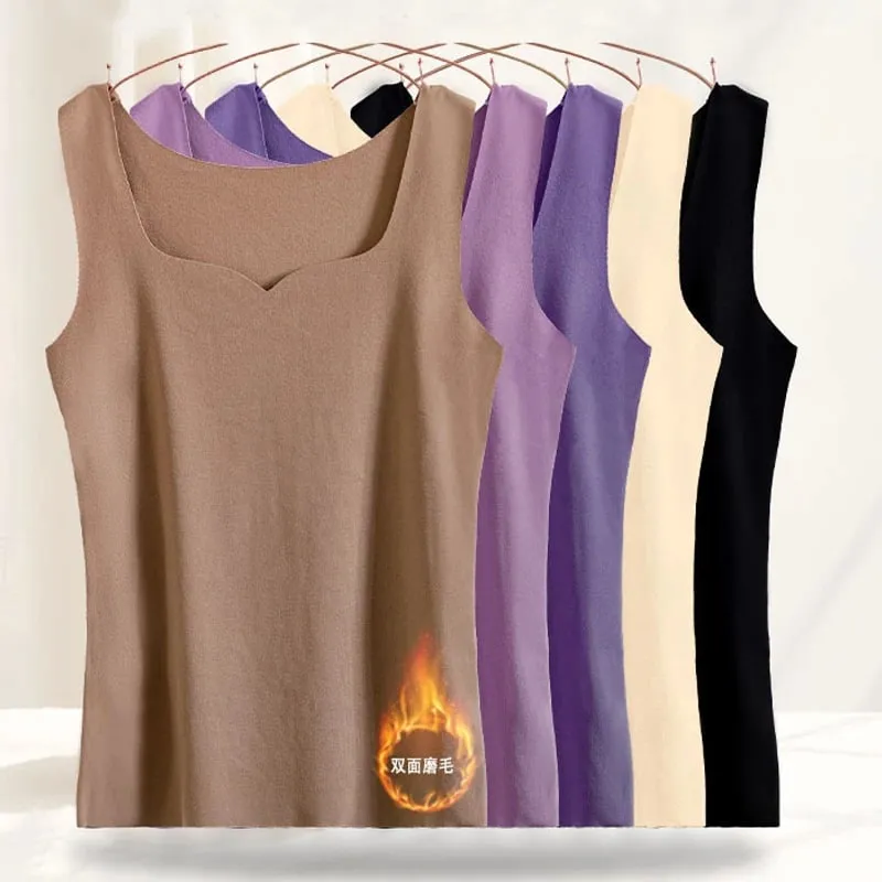 3pcs Women Thermal Tops Girls Traceless Solid Color Vest Base Layer Warm Tank Top Autumn Winter Female Sexy Slim Camisole