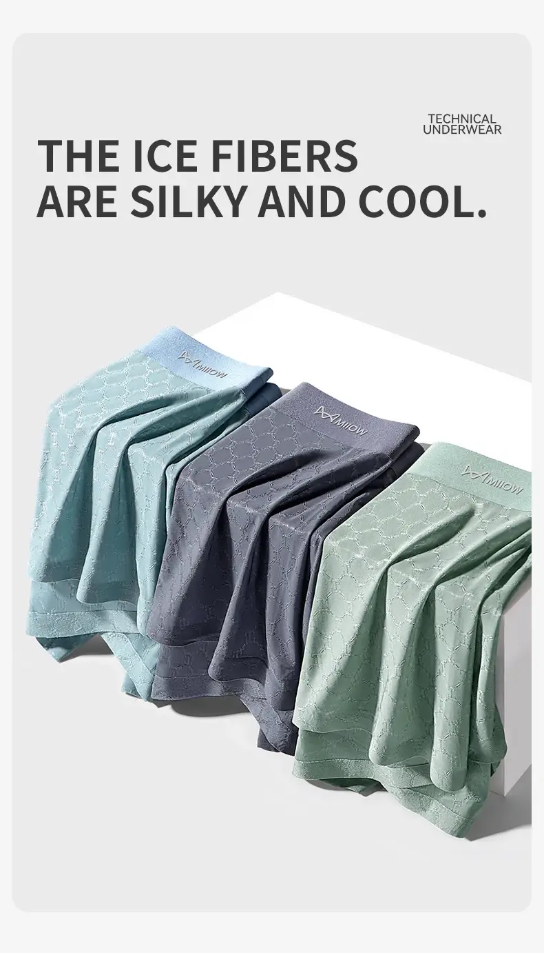 MiiOW 3Pcs Seluar Dalam Sutera Ais Lancar Lelaki Boxer Musim Panas Mesh Bernafas Seluar Dalam Lelaki Antibakteria Seluar Dalam Lelaki Seluar Boxers — image 6