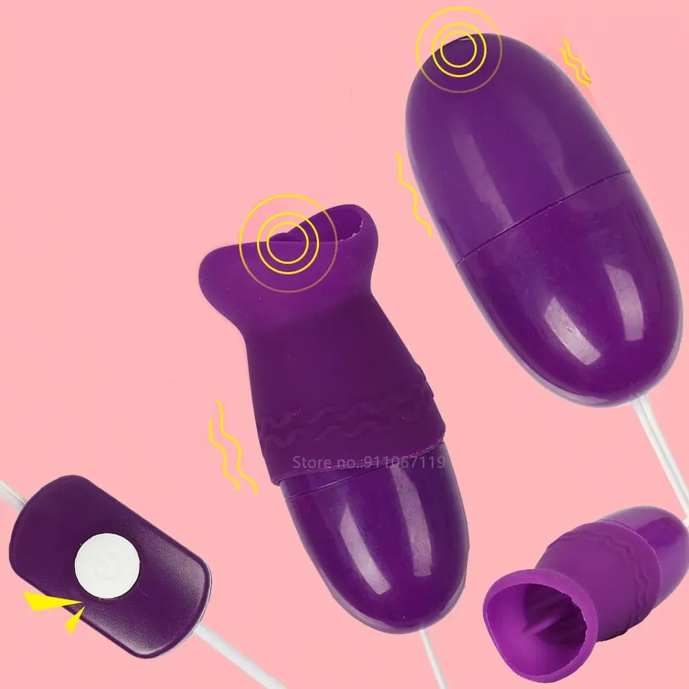 Two Balls Vibrator Tongue Licking Vibrating Jump Eggs Clitoris Stimulator Adult Product Sex Toys For Women Female Masturbation — image 1