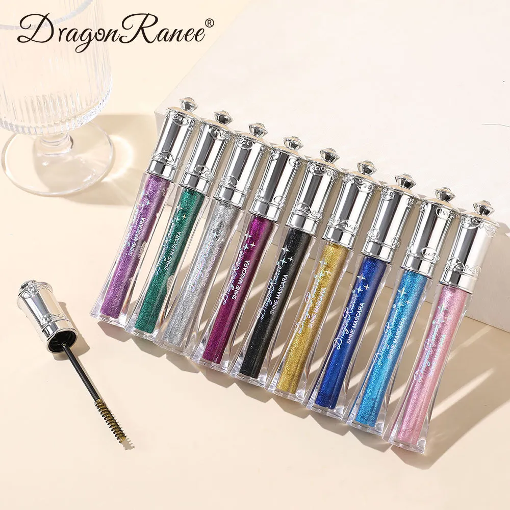 Máscara de pestañas colorida con diamante brillante, máscara resistente al agua con purpurina azul, extensión de pestañas de belleza, maquillaje de ojos brillante de secado rápido