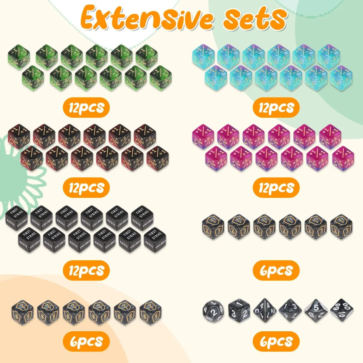 56/78Pcs Counter Dice Set Acrylic Plus and Minus Dice Set Keyword Counters Tokens Portable Card Games Accessories for Party Home