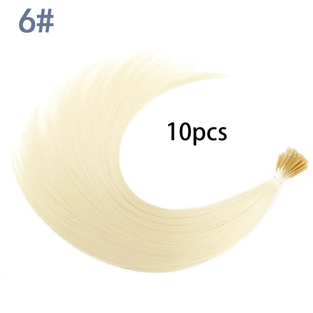 Estensioni per capelli sintetici colorati con punta I, capelli lisci, 16 pollici, per donne, ad alta temperatura, 10 fili/confezione di colori — image 14