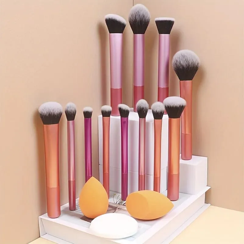12pcs Multi-Functional Complete Makeup Brush Set: Loose Powder Brush Blush Brush Foundation Brush Eyeshadow Brush Blending B