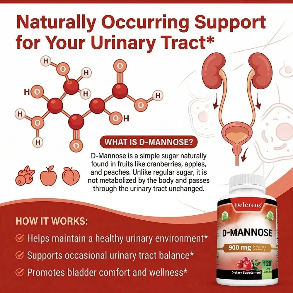 D Mannose Vegetarian Capsules - UTI Health Support Non GMO Vegetarian Friendly 120 Capsules — image 6
