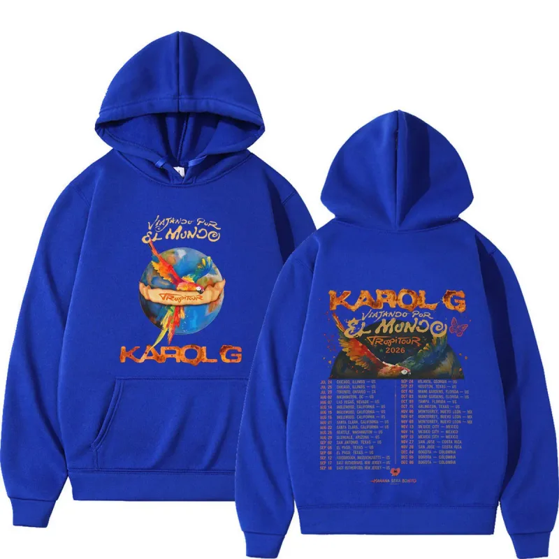 Karol G Viajando Por El Mundo Tropitour 2026 Graphics Hoodie Men Women Loose Casual Pullover Long Sleeves Fashion Sweatshirts — image 9