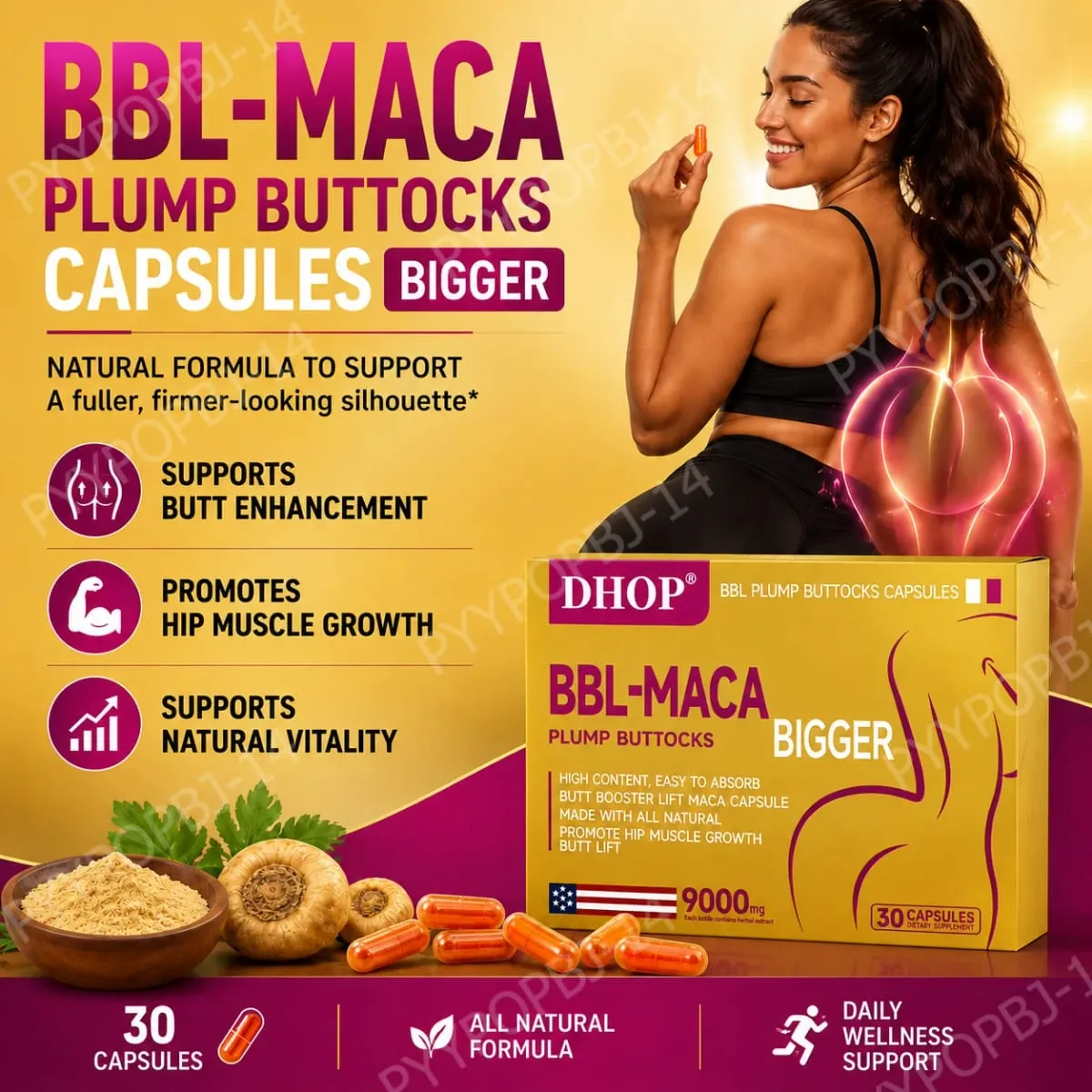 Plump Buttocks Capsules with Pueraria Mirifica Creatine and Deep Sea Fish Collagen Peptide Easy Absorb 30 Capsules — image 1