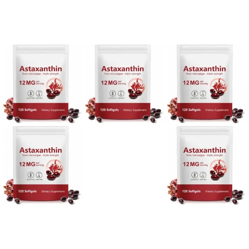 Astaxanthin softgels fra mikroalger fremmer kollagenproduktion Sojafri glutenfri ikke GMO Triple Strength 120 softgels — image 12
