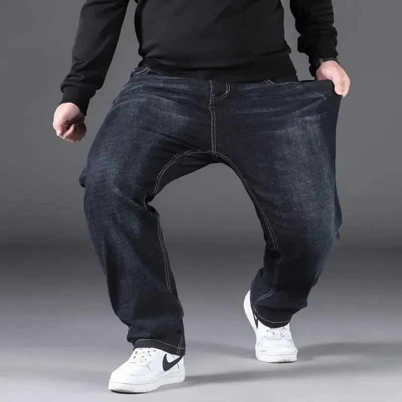 Velikosti 29-50 Pánské strečové džíny Rovné nohavice Džínové kalhoty Rozšířená velikost Modrá Černá Streetwear Uvolněný střih Do práce Neformální Nové — image 2