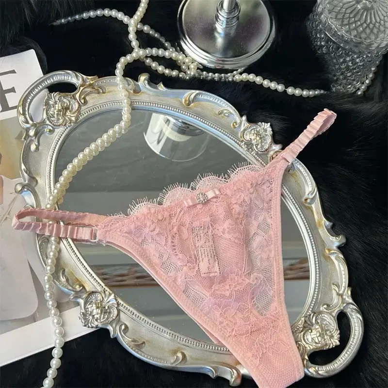 Spitze Frauen Unterwäsche Mini Höschen Phantasie Elegante Briefs Sexy Transparent Weibliche Dessous Intim Bekleidung Niedrige Taille G-String