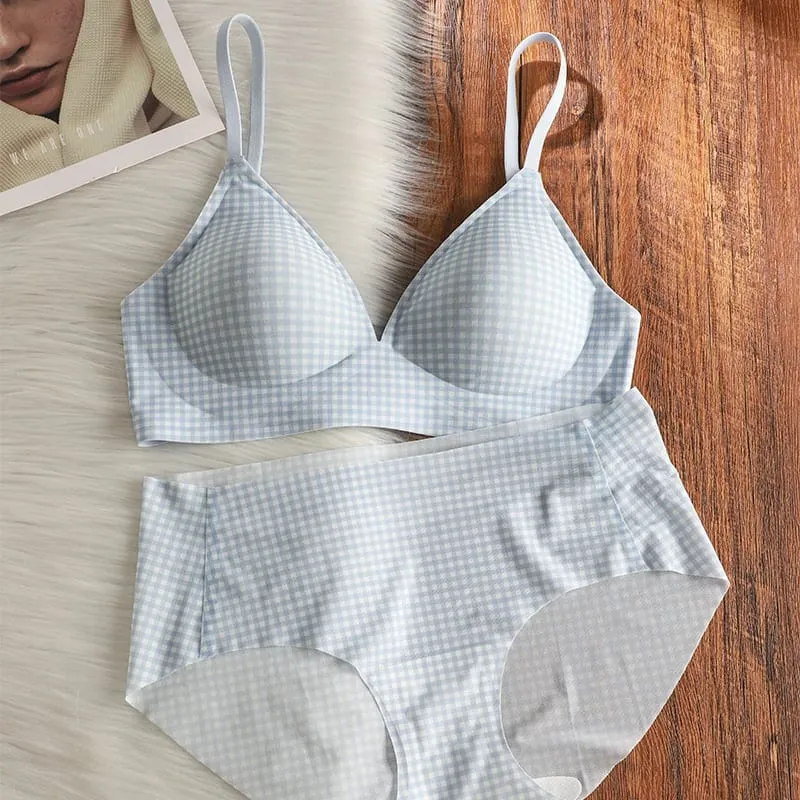 Elegant Seamless Bralette Small Bust Gathering Anti-Sagging Manipis Adjustable Straps Wirefree Comfort Fit UK Light Support Bra Set — image 11