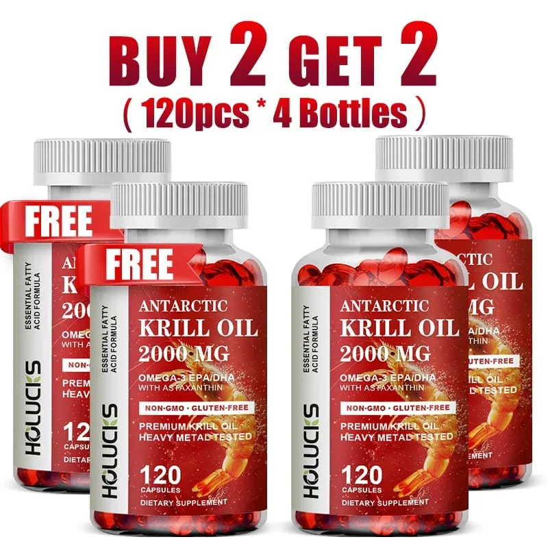 Kupte 1 Získejte 1 zdarma! Pure Antarctic Krill Oil 2000 mg doplněk s astaxanthinem pro zdraví srdce a mozku Zdravé stárnutí bez GMO — image 8