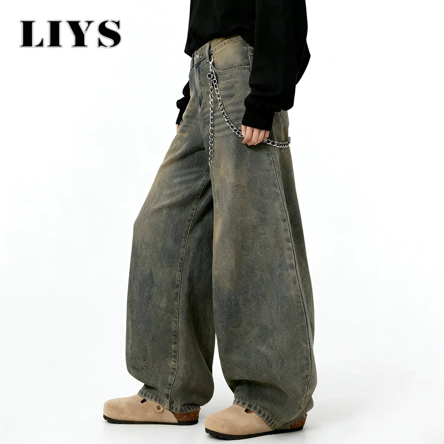 American Retro Baggy Wide Leg Jeans Men's Streetwear Distressed Y2K Clothing Casual Daily Four Seasons Denim Pants Unisex — image 3