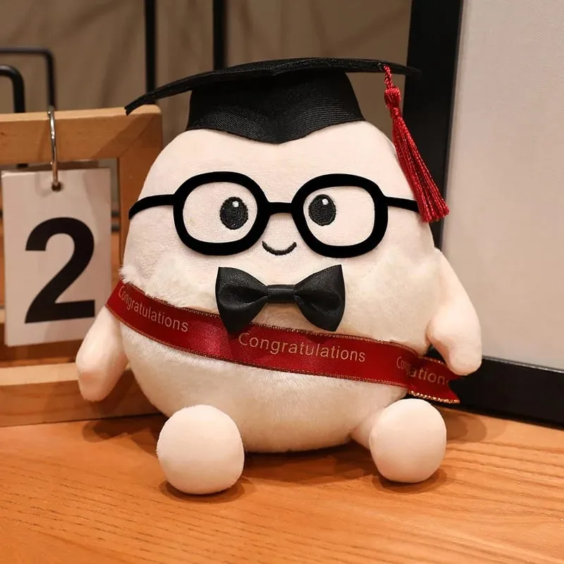 15/25cm Ribbon Humanoid Egg Plush Toy Graduation Bachelor Doctor Stuffed Plushie Kawaii Mascot Souvenir Classmate Gift — image 10