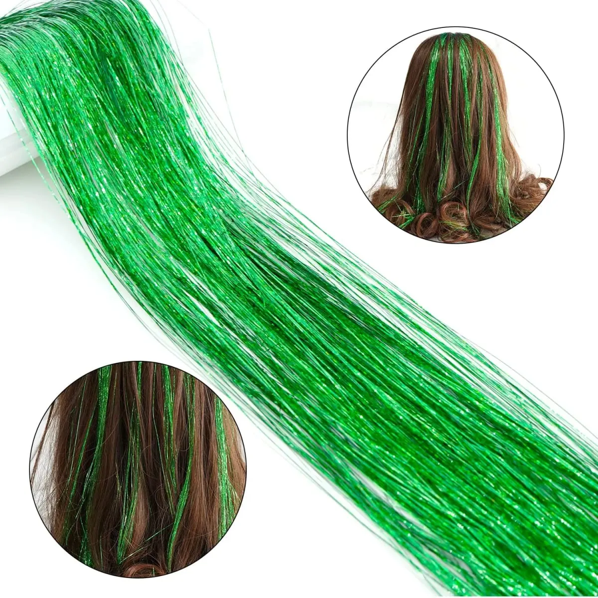 Hair Tinsel Pack of 6 Pcs Hair Tinsel Clip in Glitter Tinsel Hair Extensions Synthetic Hair Tinsel Kit Party Festival Fairy Hair — image 5