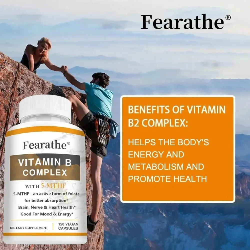 Vitamin B Complex Supplements (B12 B1 B2 B3 B5 B6 B9 Folic Acid &Biotin) Immune Brain & Energy Support — image 4