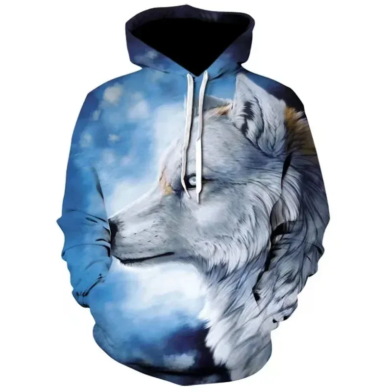 Fashion Autumn And Winter New Animal Wolf Hooded Sportswear Men's 3D Model Wolf Hooded Sportswear Men's Hooded Sportswear Tops — image 6