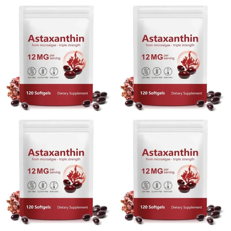 Astaxanthin Supplement 12mg Softgels from Microalgae with Antioxidant Support for Skin Health & Healthy Aging 120 Count