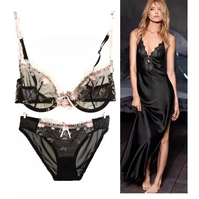 Ultra-thin Steel Band Bra Lovely Plus-size Lace Lingerie Set transparent Comfortable Bra Set Soft Lightweight S-XL Daily Wear — image 5