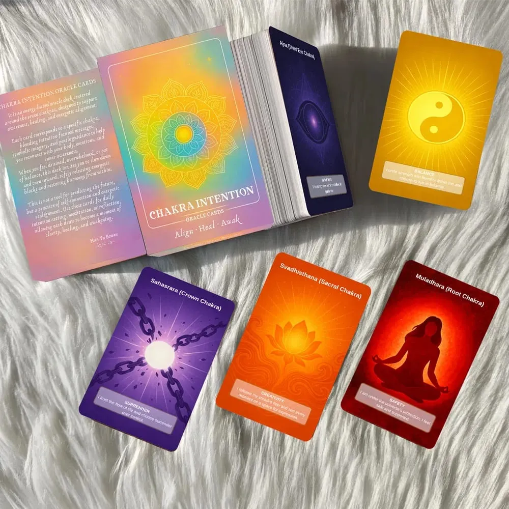 50 Card Deck Includes 1 Instructional Cards Chakra Intention Oracle Self-Connection & Energy Adjustment Practices