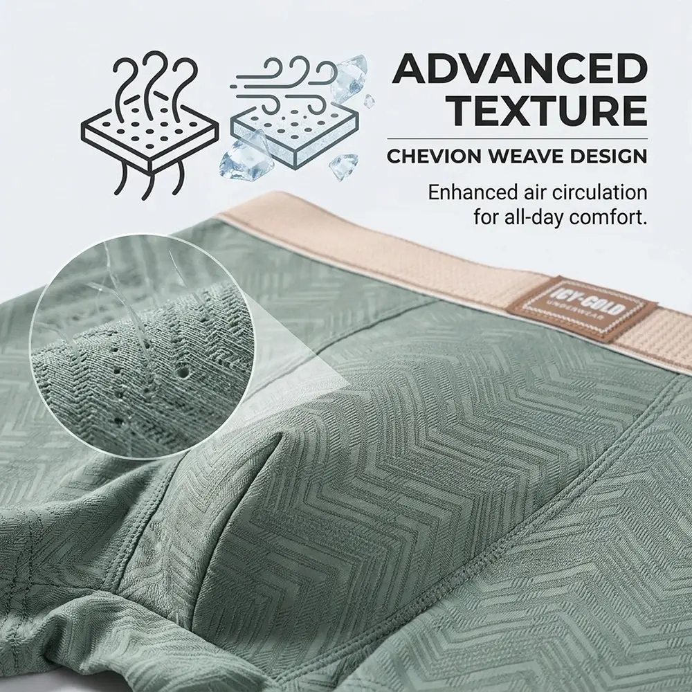1/3PCS Summer Cooling Breathable Boxers Hombre Fashion Solid Wave Striped Ice Silk Men's Panties High Elastic Lingeries for Man