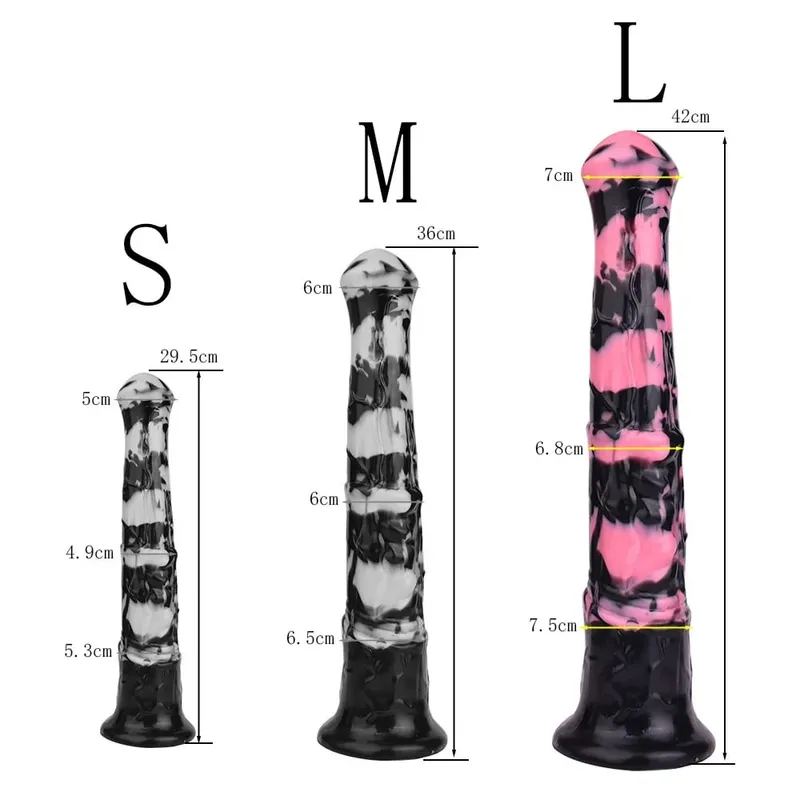 3 size S M L Colorful Large Long Silicone Fantasy Horse Dildo With Suction Cup Anal Dildo Penis Sex Toys for Women Men — image 9