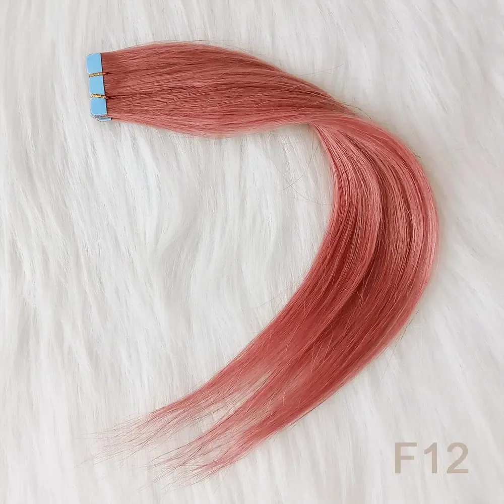 شريط صغير باللون الأرجواني الخزامى في وصلات شعر بشرية 12-24 بوصة شريط صغير خصلات شعر لاصقة غير ملحومة للكوسبلاي