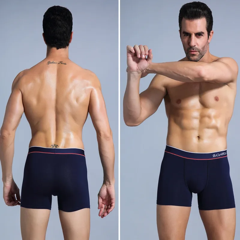 6 Pieces Solid Color Men's Panties BONITOS Letter Waistband Boxer Briefs Cotton Underwear Mens Boxers Classic Men Underpants — image 14