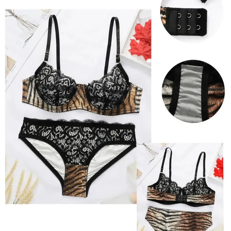 Elegant Women Lace Hollow Out Lingerie Bra Set Breathable Comfort Push Up Bustier