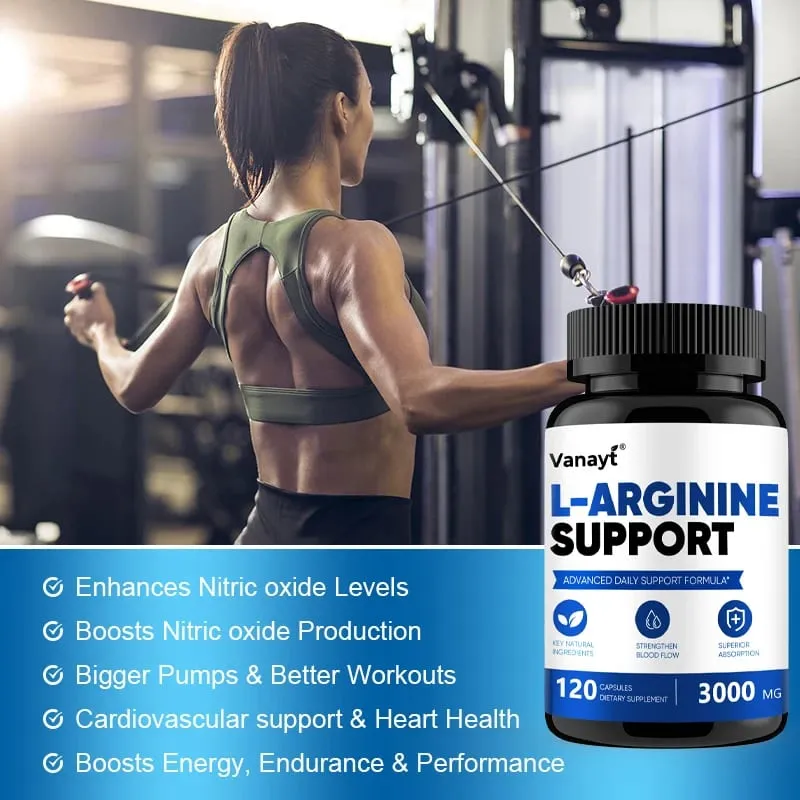 L-Arginine 3000mg Pills Muscle Mass Supplement for Men Women Boost Workout Endurance Energy Heart Vascular Health Support — image 6