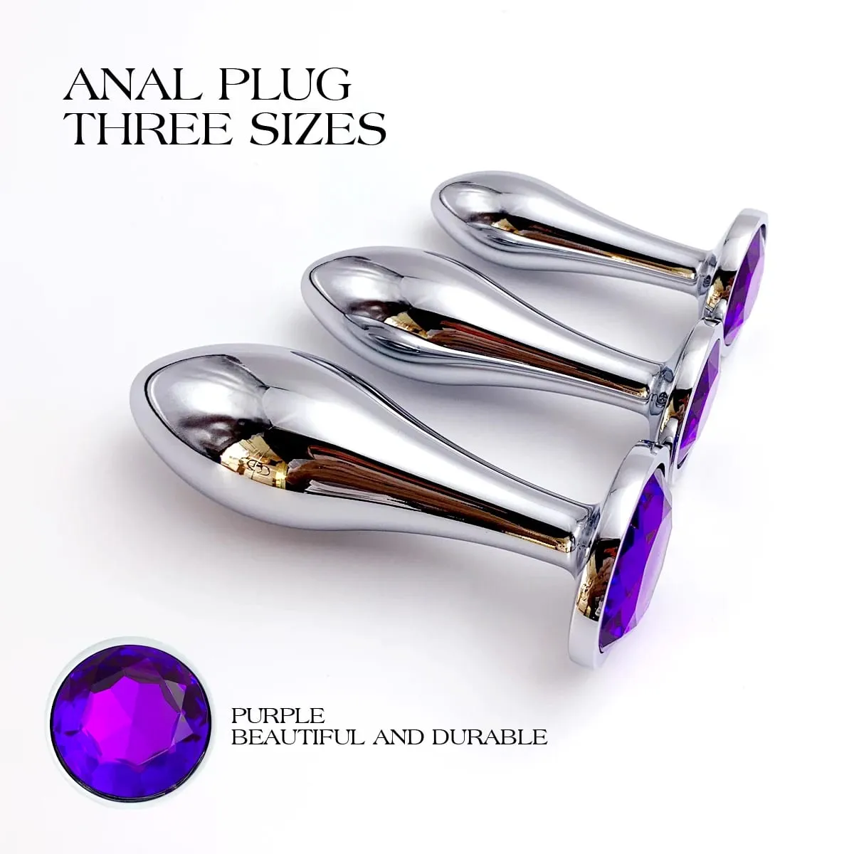 1Pcs Metal Drop Anal Plug with Three Sizes Jewel Base G-Point Massage Adult Pleasure Sex Toy for Sexual Wellness — image 3