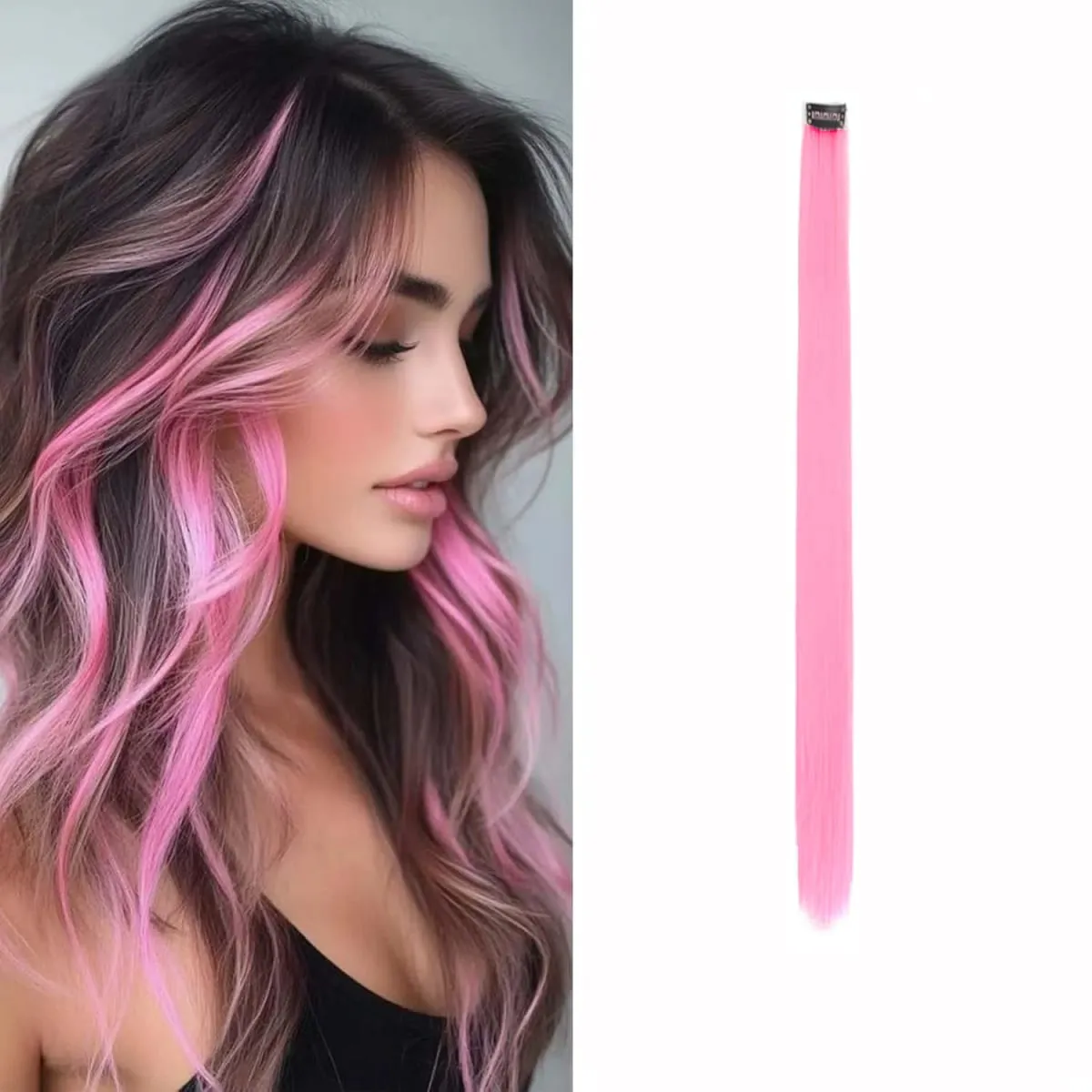 Synthetic 1-6pc Colored Hair Extensions Clip in Colorful Hair Extensions Rainbow Hair Extensions for Women Girls Hair Extensions — image 14