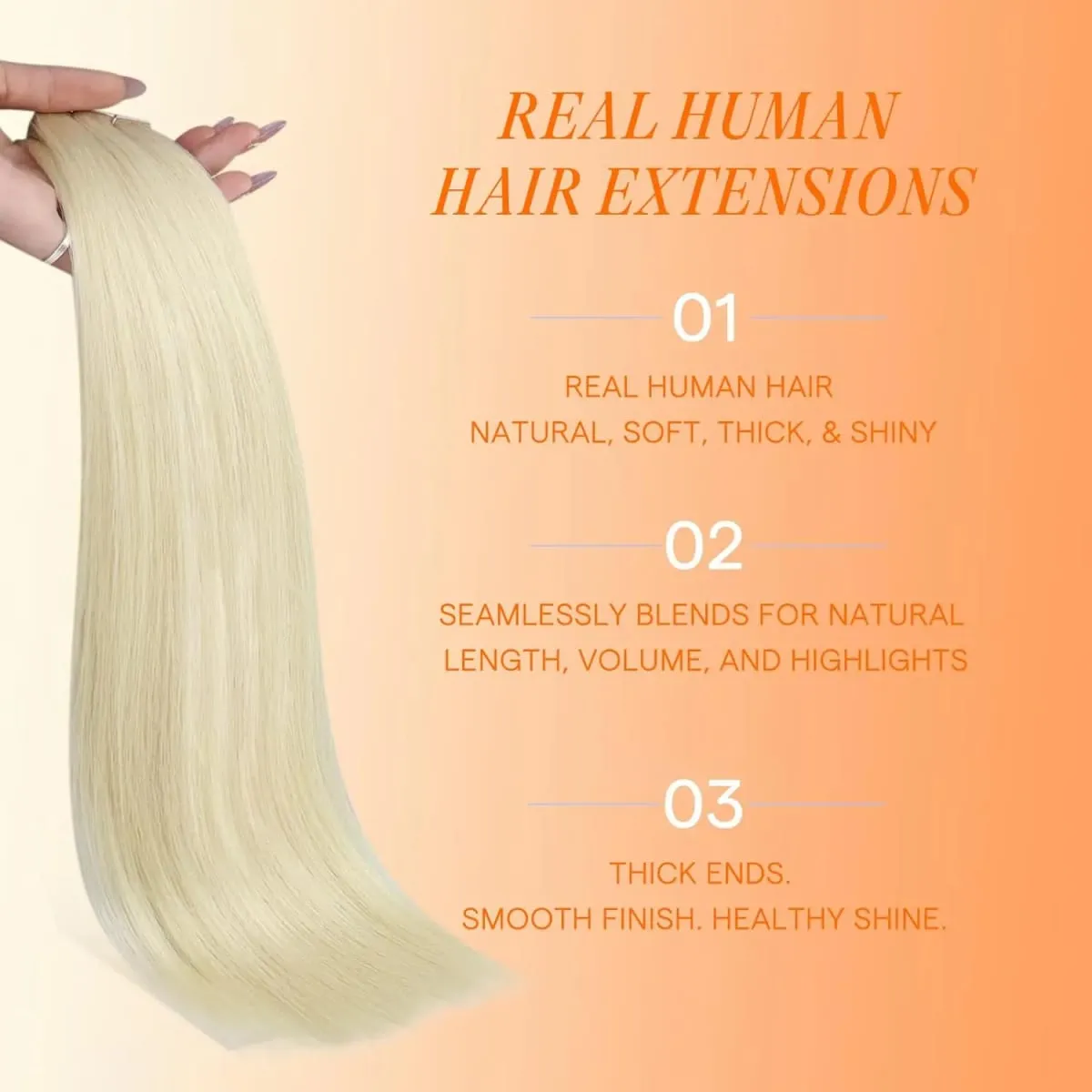 Platinum Blonde #60 Straight Tape Sa Mga Extension ng Buhok 50g/20pcs Adhesive Glue Skin Weft Invisible Tape Sa Mga Extension ng Buhok ng Tao — image 3